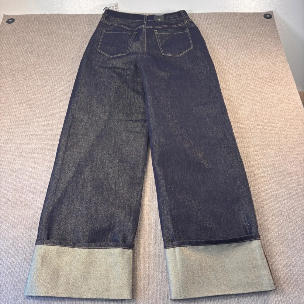 BlankNYC The Franklin Ribcage Wide Leg Gold Shimmer‎ Jeans 28 NWT Dark Wash